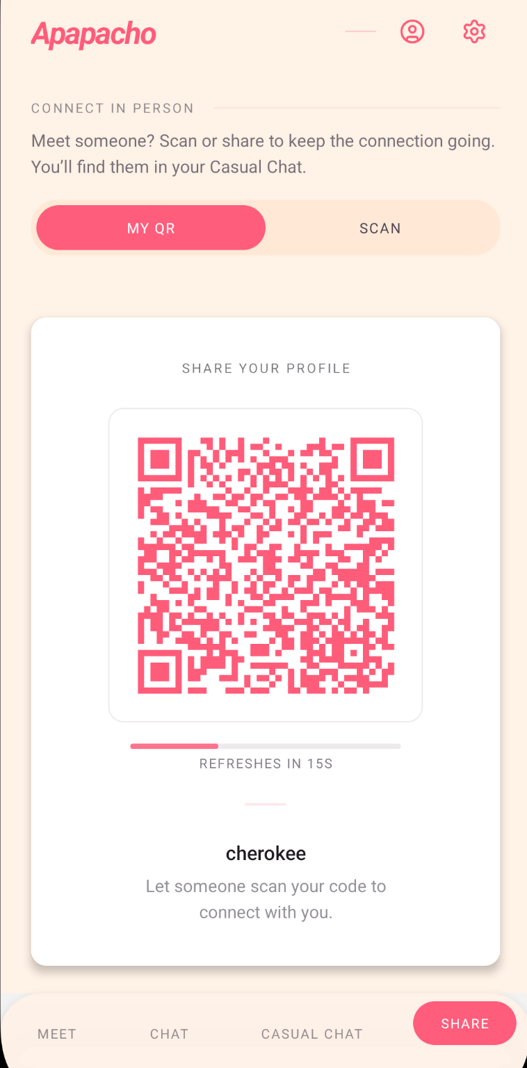 Apapacho — Share your QR.